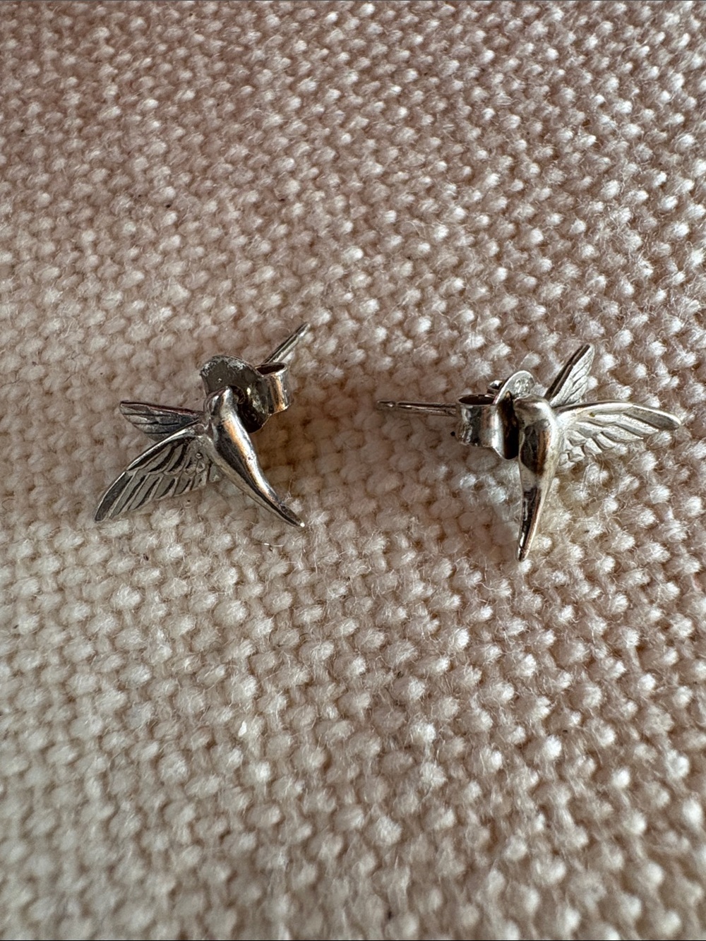 Source Unknown Silver Hummingbird Stud Earrings